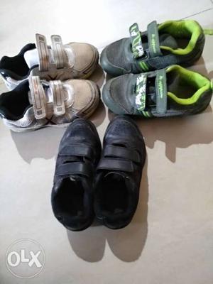 Three pairs of kids shoes in good condition..