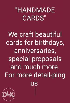We take Order for "Hand made cards"