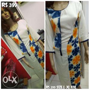 White fancy kurti rayon fabric all size available