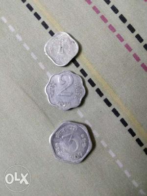 1 paisa, 2 paisa and 3paisa coins