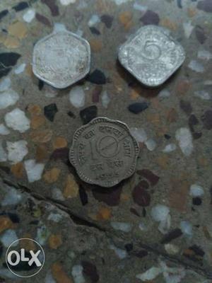 3 paisa, 5 paisa and 10 paisa coins