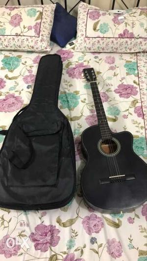 Black Cutaway Acoustic Guitar With Case