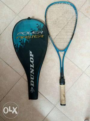 Blue And Black Dunlop Squash Racket With Bag