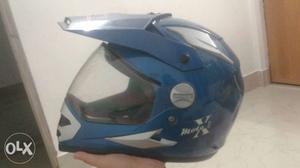 Blue And Gray Full-face Helmet