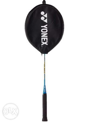 Blue, Black, And White Yonex Badminton Racket