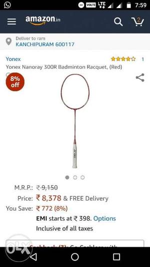 Brand New Yonex Nano Ray 300r For Sale- Amazon price -8k