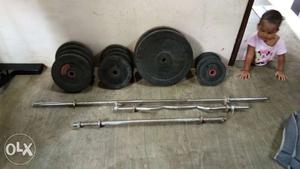 Gym bench and dumbbells
