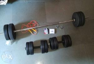 Home gym 40 kg weight plates 5 feet thick rod 2