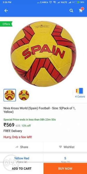 Nivia Foot ball (kross world Spain) Sealed packet.