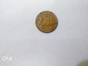 Old genuine copper one quarter anna of east india
