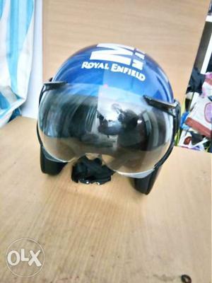 Royal Enfield Blue And White Half-face Helmet