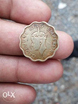 Scalloped Silver-colored George VI King Emperor Coin