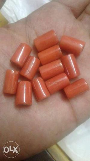 Set of 12.. pure red coral gem stones (moonga)..not used..