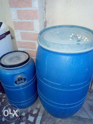 Two Blue Drum Containers