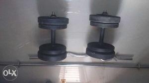 Two Round Black Dumbbells