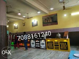 Wooden decorated counter available for rent in