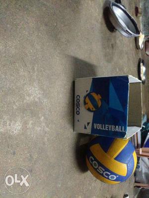Yellow And Blue Cosco Volleyball With Box