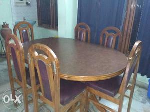 6-chair wooden dining table