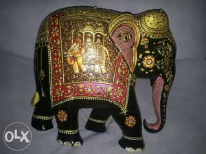 Black And Gold Ceramic Elephant Figurine