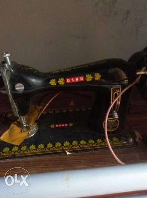 Black And Yellow Usha Treadle Sewing Machine
