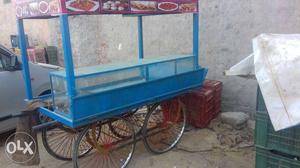 Blue And Gray Wooden Food Cart