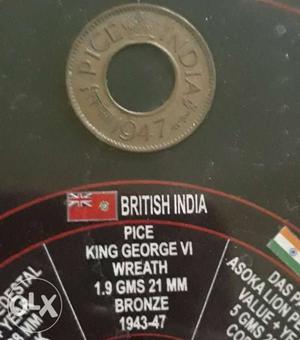 British India, Pice King George VI Wreath 1.9 GMS