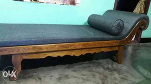 Brown And Blue Wooden Bed Frame