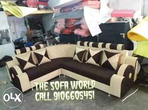 Brown And White Sectional Couch With Text Overlay