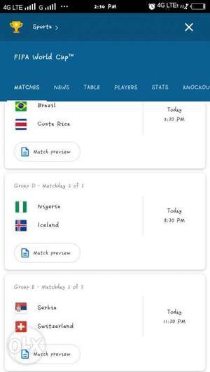 FIFA World Cup Match Score Screengrab