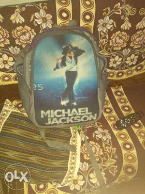 Gray And Blue Michael Jackson Graphic Backpack