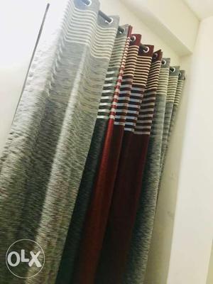 Gray And Red Designer 14 piece curtains