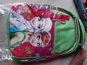 Green And Pink Disney Frozen-themed Backpack