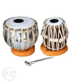New Branded Silver Tabla pair. Bag Cover, Hammer,