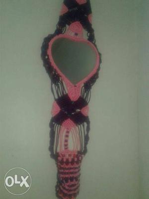 Pink And Black Hanging Decor With Mirror