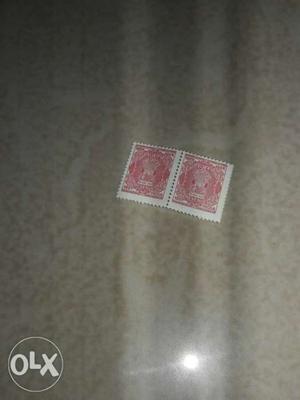 Red And White Postage Stamp Paper