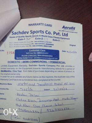 Sachdev Sports Co. Pvt. Ltd Receipt