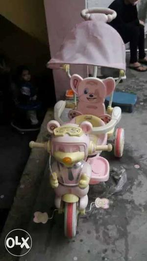 Toddler's Pink And Beige Pedal Trike