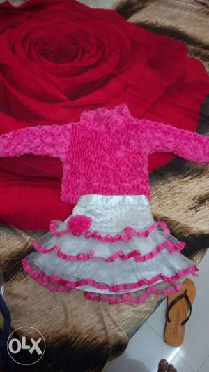 Toddler's Pink And White Dress