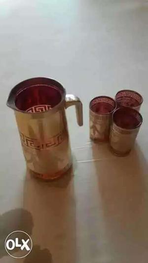 Two Brown And Red Ceramic Mugs