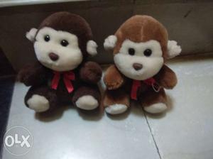 Two Brown-and-peach Monkey Plush Toys. Delivery charge