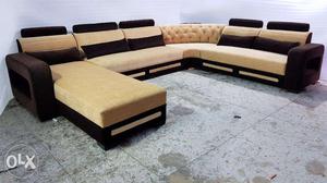 U shape couch style sofa good looks super fine fabric 5 yrs
