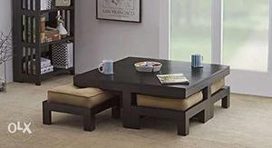 Wooden coffee table with 4 stool like 4 seater sofa and