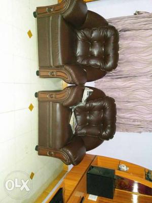 1 sofa 2 chairs leather finish
