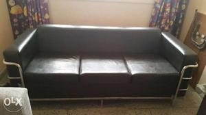 3+2 Black Leatherite Sofa