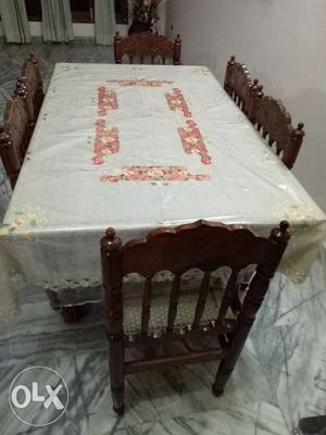 6 seater dinning table material:tali wood