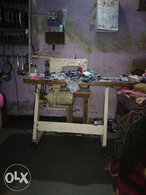 Beige Electric Treadle Sewing Machine