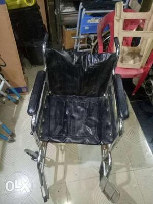 Black Leather Folding Wheelchair