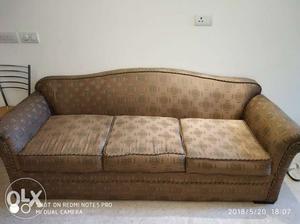 Brown And Beige Floral Fabric 7 +2seat Sofa
