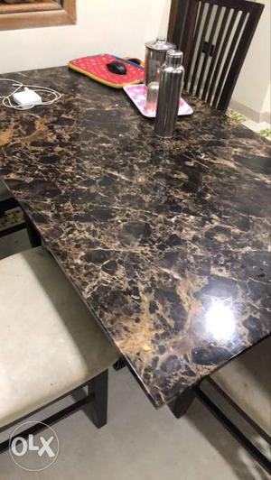 Brown And Black Marble Top Table