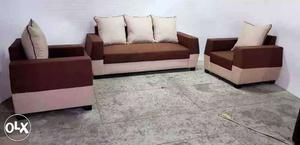 Brown And Red Suede Sofa Set